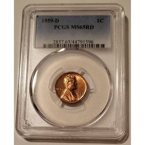 1959 D Lincoln Memorial Cent MS65 RED PCGS